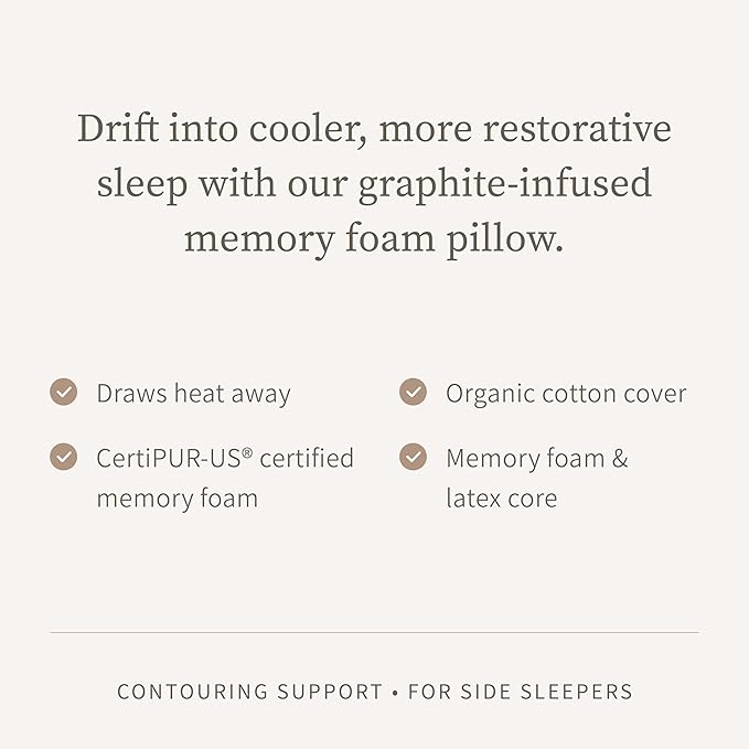 Saatva Graphite Memory Foam Pillow - Cooling Comfort & Contouring Support Ideal for Side Sleepers - Removable & Machine-Washable Cotton Knit Cover - King (34"x16") 1 Pack