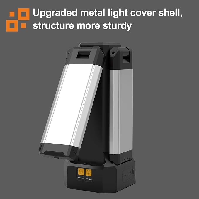 13200mAh Rechargeable Aluminum Work Light , IPX4 Waterproofwith Folding Stand Support and Portable Carrying Bag, 8000 Lumen Stepless Dimmable , 3 Lighting Modes, White/Warm/Nature White