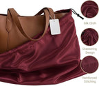 Q&J Fabric Co. 6 Pack Satin Dust Bags for Purses and Handbags - Purse Storage Organizer with Drawstring, Dustproof Travel Storage Pouches for Handbags, Shoes, Boots & Clothes (15.7"x19.7", Burgundy)