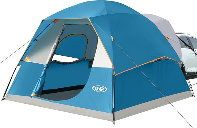 UNP SUV Dome Tent for Camping, Outdoor 6 Person Car Camping Tent, Easy Set Up SUV Tailgate Tent with Rainfly 10' x 10' Vehicle Camping Tent