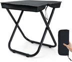 16" Foldable Portable Camping Stool Heavy Duty 350lbs for Adults Hiking, Lightweight Travel Stool with Carry Bag, Black