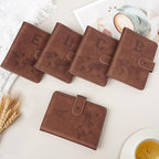 Passport Holder Wallet Cover Personalized Letter A-Z Travel Wallet RFID Blocking Passport Cover Wallet Case for Travel Passport Book Holders for Women and Men, Brown-C
