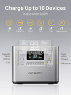 AFERIY P210 Portable Power Station 2400W (4800W Peak),2048Wh LiFePO4 Battery Generator with 1100W AC Charging & 500W Solar Charging,for Home Backup,Outdoor Camping, RVs, Emergencies, Power Outages