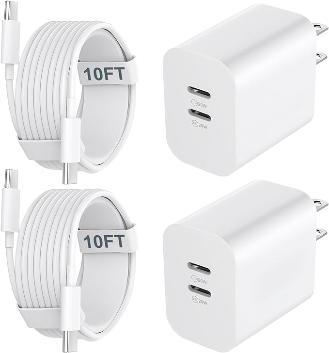 iPhone 17 16 15 Charger Fast Charging Cord 10FT Long USB C Charging Cable with 20W Type C Charger Block for iPhone 17 Pro Max/17 Pro/17/Air, 16 15 Pro Max/16 15 Pro/16 15,iPad Pro/Air, Android Phone