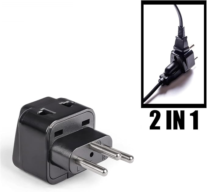 OREI USA to Switzerland Plug Adapter - Type J Adapter Compatible with Switzerland, Rwanda, Liechtenstein - 2 in 1 Swiss Plug Adapter - CE Certified - RoHS Compliant - 2 Pack - Black Color