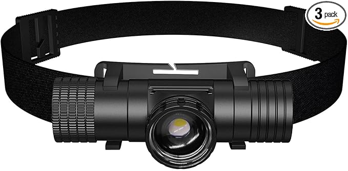 Headlamp Rechargeable, Super Bright Zoomable Headlamps, IPX6 Waterproof, 6 Modes Head lamp LED Rechargeable, Long Running Time Headlight, Hiking, Camping, Outdoors, Work, Family Safety (T11B)