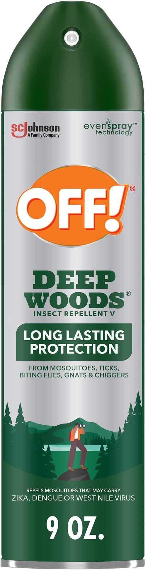 OFF! Deep Woods Insect Repellent Aerosol, Bug Spray with Long Lasting Protection from Mosquitoes and Ticks, 9 oz