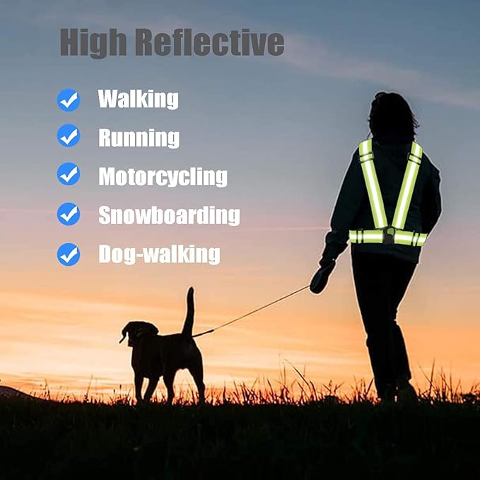Reflective Vest Running Gear 3Pack, Adjustable Safety Vests High Visible Reflective Belt Straps