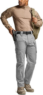 CQR Men's Flex Ripstop Tactical Pants, Water Resistant Stretch Cargo Pants, Lightweight EDC Hiking Work Pants