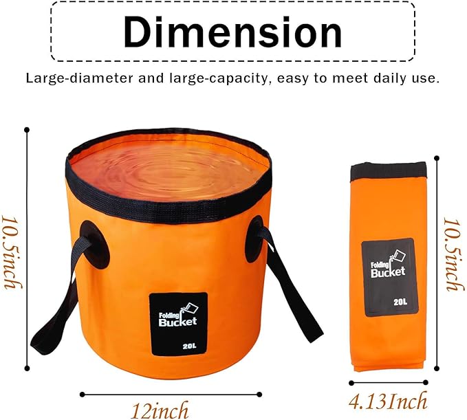 Esthesia Collapsible Bucket, 5 Gallon Portable Folding Water Container for Travelling, Camping, Hiking, Fishing, Gardening