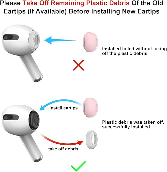3 Pairs Replacement Ear Tips for AirPods Pro and 2nd Generation with Noise Reduction Hole, Silicone Ear Tips for AirPods Pro with Portable Storage Box and Fits in Charging Case (S/M/L, Pink)