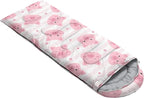 AILONEN Pink Lovely Rabbit Sleeping Bag for Girls Kids Adults,Warm and Cool Weather,Lightweight,Waterproof Backpacking,Cartoon Flowers Printed Bunny Sleeping Bag for Camping