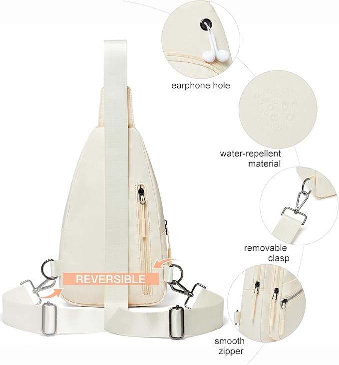 7L Sling Bag For Women Faux Leather Anti Theft Small Casual Daypack Backpack Fanny Pack Crossbody Chest Bags Purse Waterproof Coffee Beige