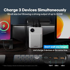 VOVA 20,000mAh Portable Power Bank Fast Charging 22.5W, LED Display Phone Battery Pack, PD3.0/QC3.0 with 3 Outputs Phone Charger for iPhone Samsung Galaxy iPad etc - White