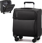 Hanke Underseat Carry On Luggage with Wheels, Spinner Small Suitcase, 16-Inch Rolling Under Seat Luggage, Softside Lightweight Carry On Bag for Airplane TSA Travel Personal Item, Black