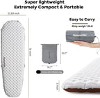 Naturehike Ultralight Inflatable Sleeping Pad -R-Value 5.8 withstands -20°C 8 Layers and Aluminum Film Insulation，for Camping, Backpacking, Hiking, with Inflatable Bag