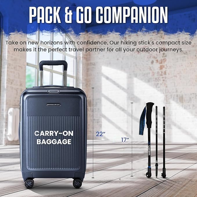 Lucern 5.7 oz Extreme Ultra Lightweight Anti-Shock Carbon Trekking Poles - Incredibly Durable, Supremely Comfortable, Optimally Safe, Fit Carry-on Luggage. Ideal for Backpacking, Long Hiking.