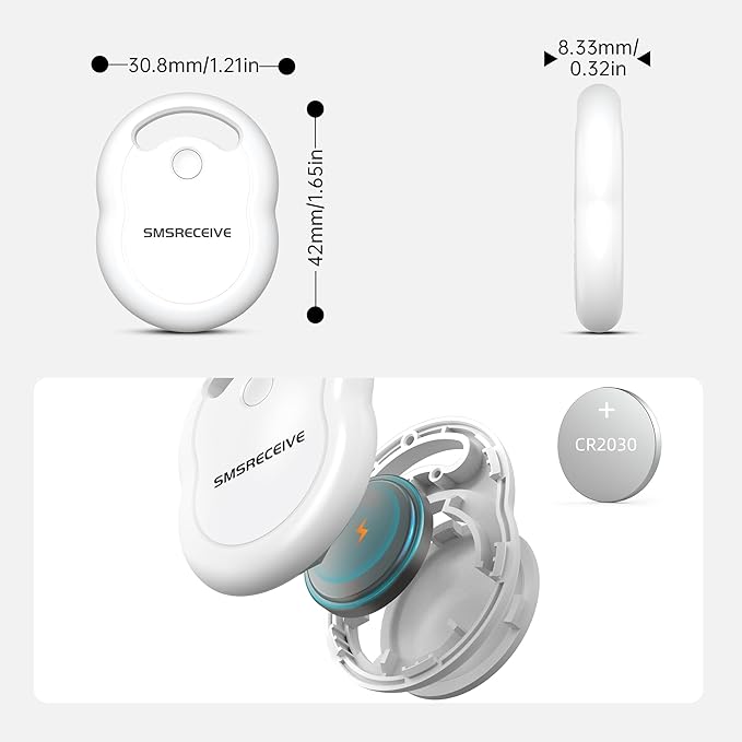 Air Tracker Tag-1 Pack [Apple MFI Certified], Smart Bluetooth Tracker Works with Apple Find My APP (iOS Only, Not for Android), Key Finder and Item Locator Smart Tag for Keys, Luggage, Backpack-White