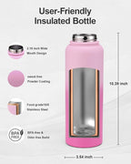 40oz Insulated Water Bottle,Stainless Steel Vacuum Water Bottle, BPA-Free & Leakproof -with Paracord Handle,Strap,Straw Spout Lids,Large Water Jug for Gym Sports