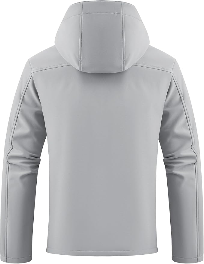 WULFUL Men's Softshell Jacket Waterproof Lightweight Insulated Windbreaker Fleece Lined Rain Shell Jacket for Hiking Travel