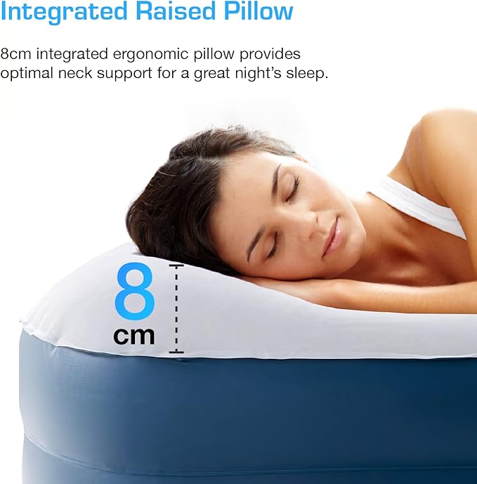 Active Era Tall 20" Twin Air Mattress with Built in Pump & Raised Pillow, Elevated Inflatable Mattress, Heavy Duty Puncture Resistant Bed, Blow Up Waterproof Airbed