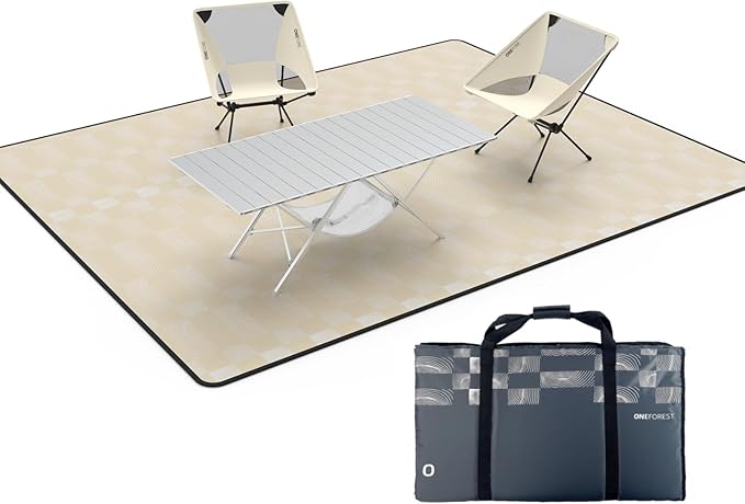 ONEFOREST Camping Table with 2 Camping Chairs and Picnic Blanket, Blanket Tote to Organize Table and Chairs for Outdoor Hiking Picnics BBQ Cooking