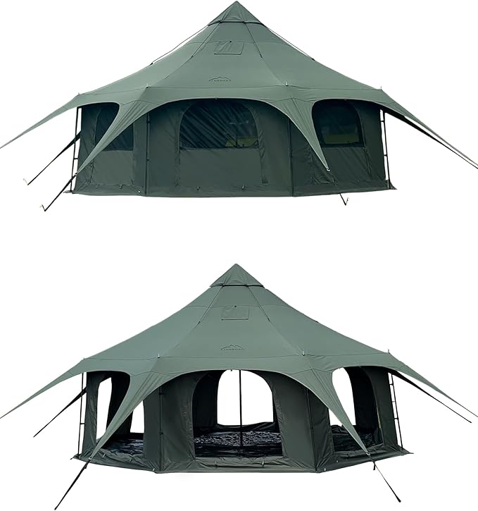 Cotton Canvas Tent Bell - Yurts Breathable and Windproof,Glamping for 6/8/10Person Family Camping
