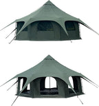 Cotton Canvas Tent Bell - Yurts Breathable and Windproof,Glamping for 6/8/10Person Family Camping