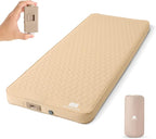 Self Inflating Sleeping Pad with Electric Pump, 4" Ultra-Thick Memory Foam Single Sleeping Mats, Easy Inflate& Deflate, 9.5 R-Value Insulated Camping Mattress Pad for Camping, Travel (Khaki)