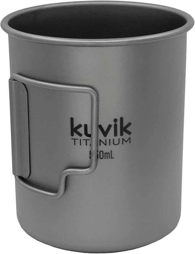 Kuvik Titanium Cup with Lid 550ml (18.6 oz) - Ultralight and Compact Pot for Backpacking, Camping, and Survival