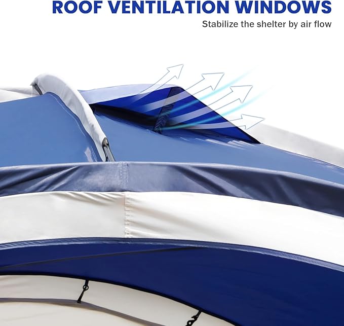 Large Beach Canopy Tent UPF 50+ 12x12 ft Waterproof & Rainproof Dome Sun Shelter for 8-10 Person with 2 Side Walls, Perfect for Camping, Backyard, Fishing, Parties, Picnics