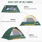 Camping Tent 4 Person, Waterproof Windproof Tent with Rainfly Easy Set up-Portable Dome Tents for Camping