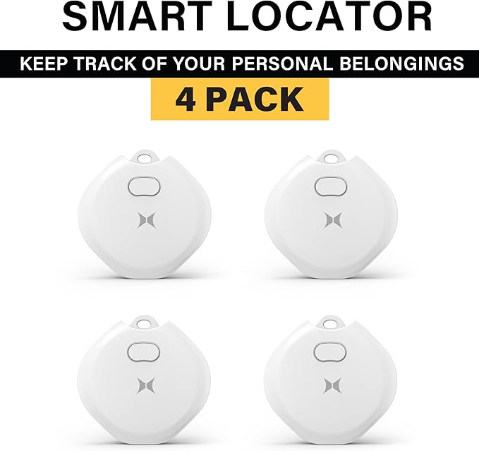 Xtreme Rechargeable Air Tracker Tag 4 Pack, Key Finder Compatible with Apple Find My App for iOS iPhone, GPS Live Location Tracker, USB-C Charging, 100dB Alert, Keychain Attachment, Air Locator