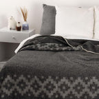 Thick Alpaca Wool Blanket Heavyweight Camping Outdoors Indoors Soft Peru Queen Size Ethnic Design (Dark Gray - Soft Gray, Queen Size)