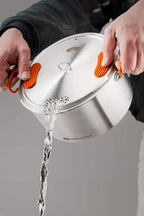 GSI Outdoors Glacier Stainless Steel Base Camper - Large - 3 Pieces Cookset - Compact, & Durable Pot Pan for Camping