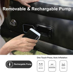 Queen Air Mattress with Portable Air Pump (2000mA) and 2 Inflatable Pillows, 19" High Self-Inflation Inflatable Mattress, Comfortable Blow up Mattress, Air Bed for Camping, Home and Guest