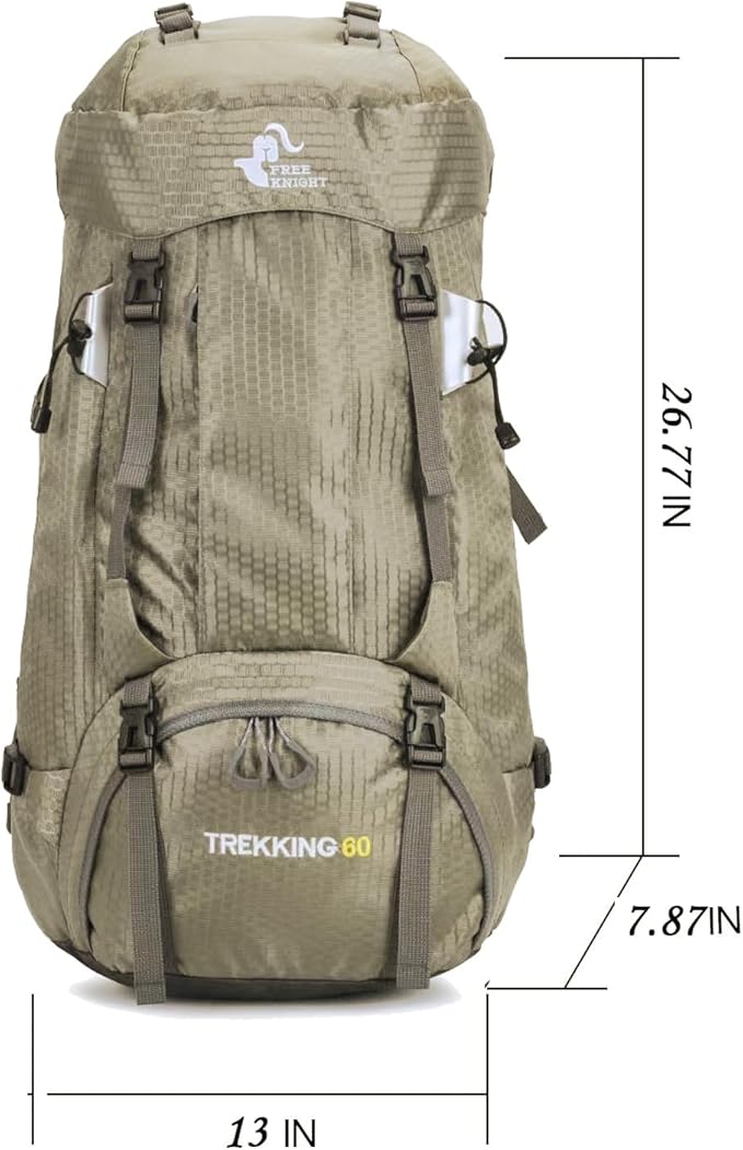 Bseash 60L Waterproof Hiking Camping Backpack with Rain Cover, Large Outdoor Sport Travel Daypack Rucksack for Climbing