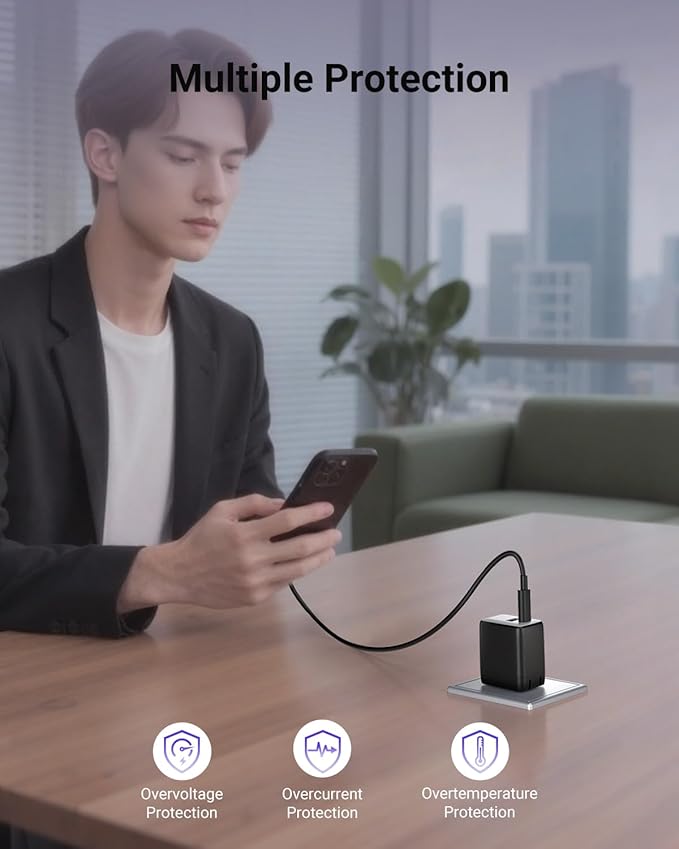 wegear USB C Fast Charging Charger, 30W Dual-Port GaN Nano Charger with Foldable Plug for iPhone 16/15 Series, iPad, Galaxy S24 Ultra and More Series, (Black, 1 Pack)