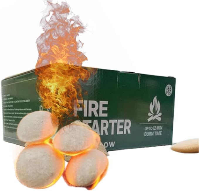 Fire Starter, New Upgrade 165 PCS Long Burning Odorless Natural Fire Starters, Easy to Ignite, Firestarter for BBQ, Grill, Campfires, Chimney Charcoal, Indoor & Outdoor Fire Pit, Fireplace, Wood Stove