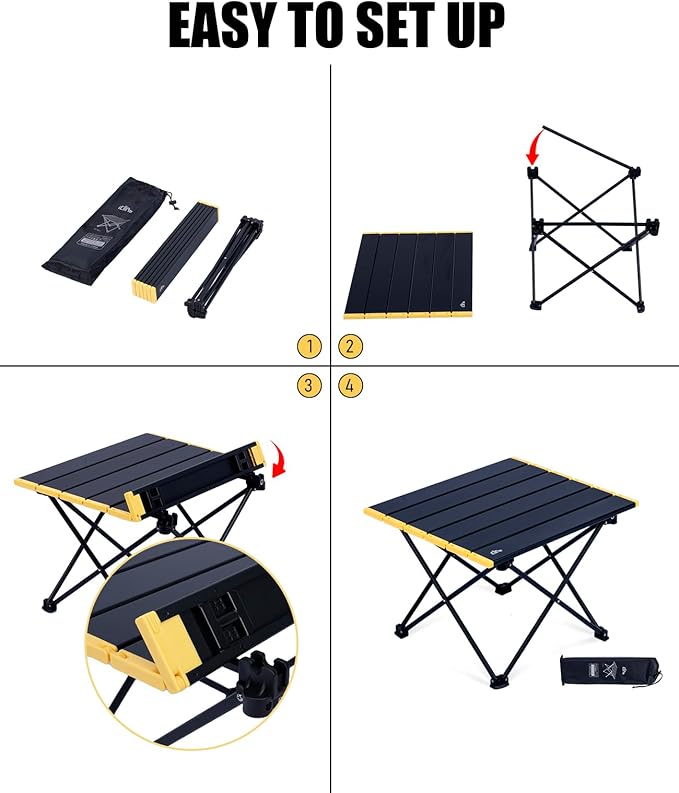 iClimb Ultralight Compact Camping Folding Table with Carry Bag (Blue - S)