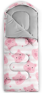 AILONEN Pink Lovely Rabbit Sleeping Bag for Girls Kids Adults,Warm and Cool Weather,Lightweight,Waterproof Backpacking,Cartoon Flowers Printed Bunny Sleeping Bag for Camping