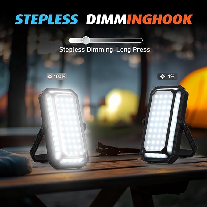 LED Camping Lantern Rechargeable, 10000mAh Portable Camping Lights up to 120+ Hours, 12 Light Modes, Dimmable, LCD Digital Display, Waterproof, Camping Essentials for Power Outages, 4 Packs