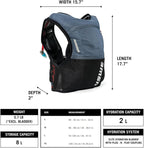 USWE Rush 8L Bike Hydration Vest, Adjustable Chest Straps Running Hydration Vest, 2.0L Hydration Bladder, Mountain Biking, Gravel & Cycling with Reflective Details, Men & Women