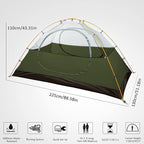 Bessport Camping Tent 1/2 Person Tent Waterproof Two Doors Backpacking Tent Easy Setup Lightweight for Outdoor, Hiking Mountaineering Travel