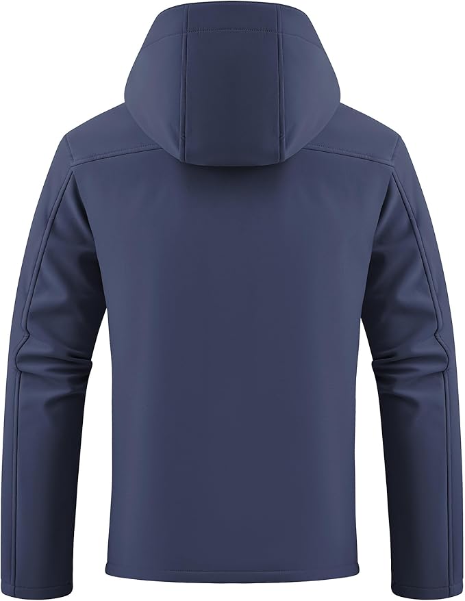 WULFUL Men's Softshell Jacket Waterproof Lightweight Insulated Windbreaker Fleece Lined Rain Shell Jacket for Hiking Travel