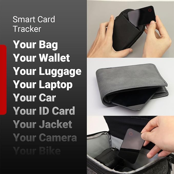 Ultra-Thin Bluetooth Tracker Card 2mm, Wallet Tracker, IP65 Waterproof Smart Tracker Works with Find My App, 24 Months Battery Life, for Luggage Wallets Backpacks,ect (iOS Only)