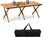 BOOSDEN Portable Folding Camping Table, Outdoor Low Picnic Table, Aluminum Roll-up Camping Table with Carry Bag, Lightweight Foldable Camp Table for Beach,Party, Patio, BBQ, Travel, Backyard