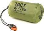 Survival Frog Tact Bivvy 2.0 Emergency Sleeping Bag w/Stuff Sack, Carabiner, Survival Whistle, ParaTinder - Compact, Lightweight, Waterproof, Reusable, Thermal Bivy Sack Cover, Shelter Kit