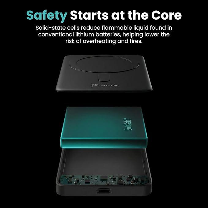 10K Magnetic Power Bank, Black, Qi2 Certified 15W Wireless Charger, LCD Display, Solid-State Battery for Safer Travel, Ultra-Slim USB-C Fast Charging Portable Charger for iPhone 17/16/15