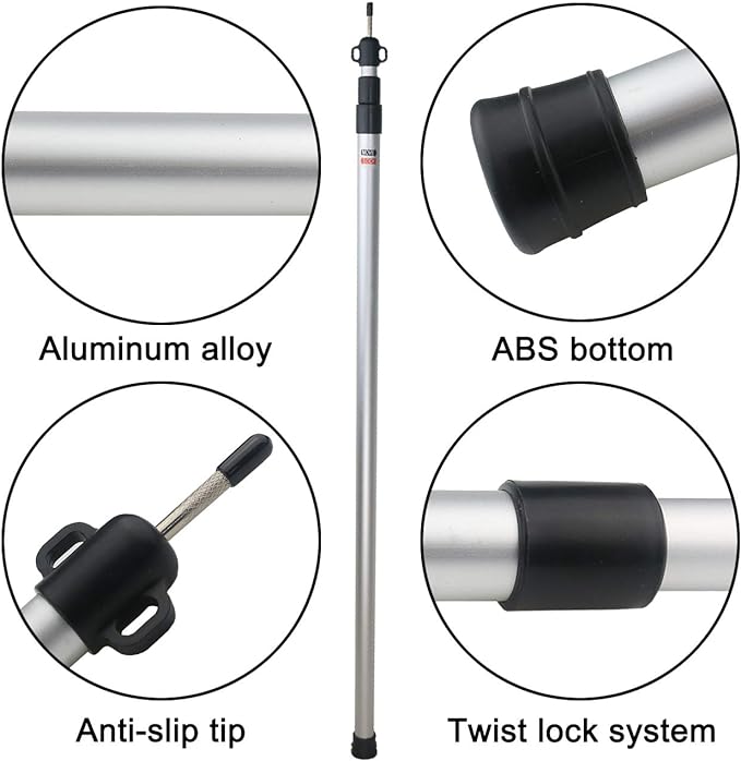 Sunnyglade 2 Pcs Adjustable Tarp Poles, Silver , Telescoping Aluminum Rods Portable Awning Poles for Camping,Backpacking,Hiking(Set of 2)